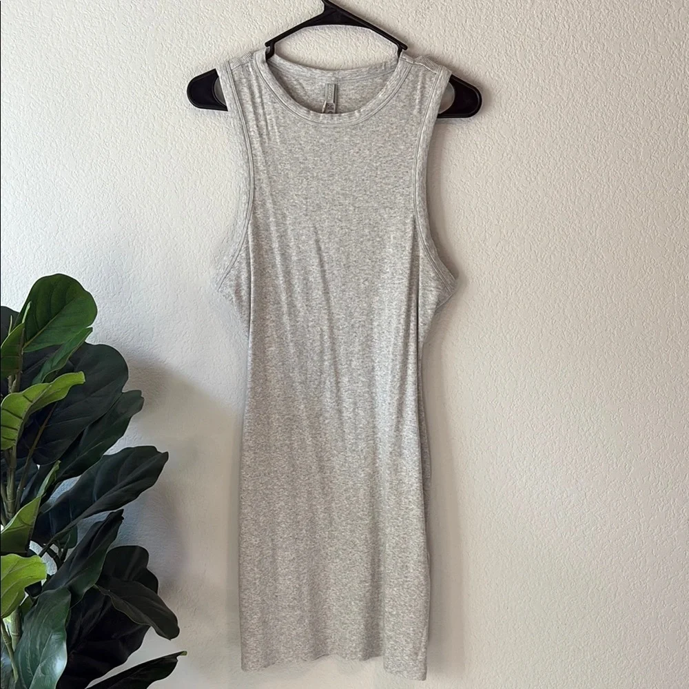 grey cotton tank dress L'AGENCE Ellis Tank Top Dress In Heather Grey/Oat Stripe
